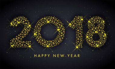 Gri arka plan üzerinde altın metin 2018. Mutlu yeni yıl kavramı.