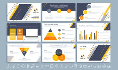 İş sunu şablonu web simgeleri ile ayarla.