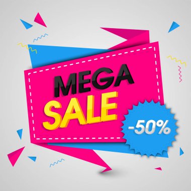 Mega satışı büyük başlığı veya satış afiş tasarımı ile %50 off sunuyoruz.