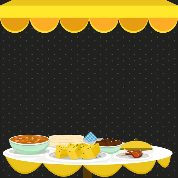 Concept de repas, de nourriture et de boissons indiens . — Image vectorielle