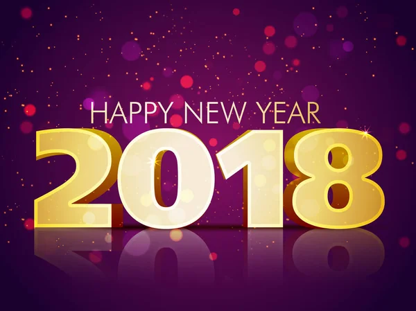 Texto 3D 2018 em fundo roxo brilhante, conceito de Feliz Ano Novo . — Vetor de Stock