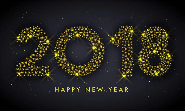 Goldener Text 2018 auf grauem Hintergrund. Frohes neues Jahr. — Stockvektor