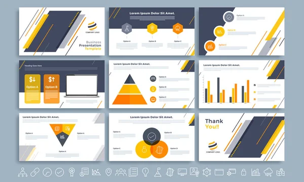 ビジネス プレゼンテーション テンプレート web シンボル セット. — ストックベクタ