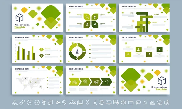 Modello di presentazione ecologica con infografica . — Vettoriale Stock