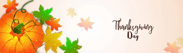 Sitio web Banner wiith calabaza y hojas de otoño . — Archivo Imágenes Vectoriales
