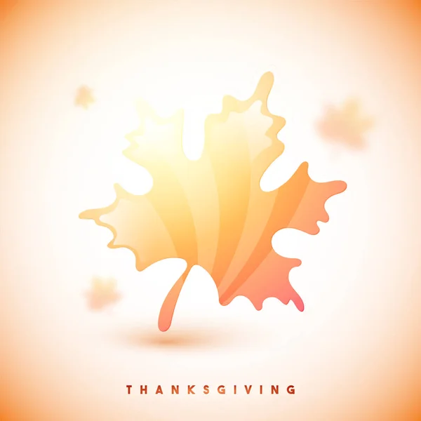 Glossy Autumn Leaf for Thanksgiving Day celebration. — Stock Vector