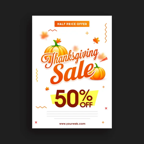 Thanksgiving Day Sale poster, banner or flyer. — Stock Vector