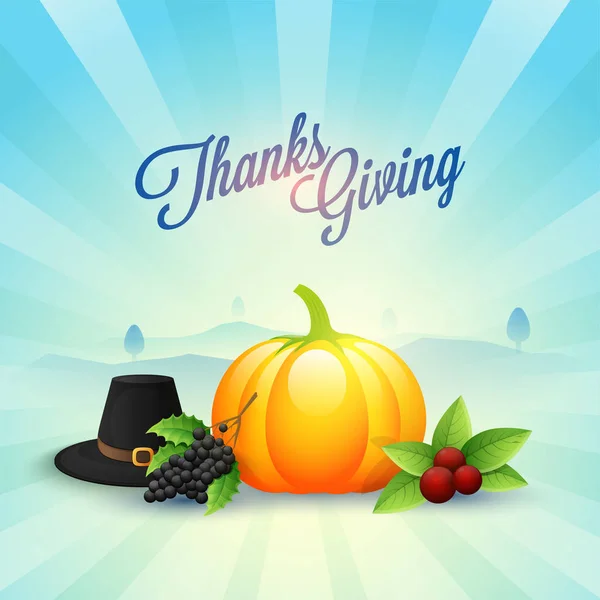 Thanksgiving Day achtergrond met diverse objecten. — Stockvector