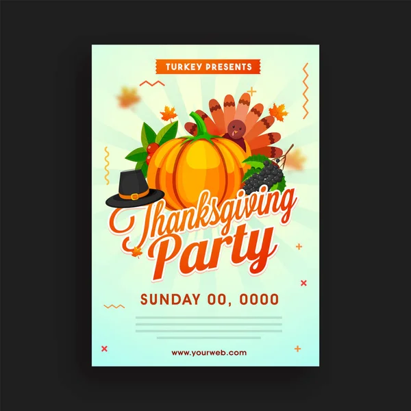 Thanksgiving Day Party Invitation Card design. — Stock Vector