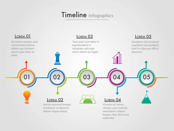 Roteiro timeline Layout de infográficos com 5 passos . —  Vetores de Stock