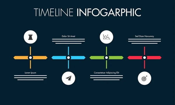Feuille de route colorée calendrier Infographie mise en page avec 4 étapes . — Image vectorielle