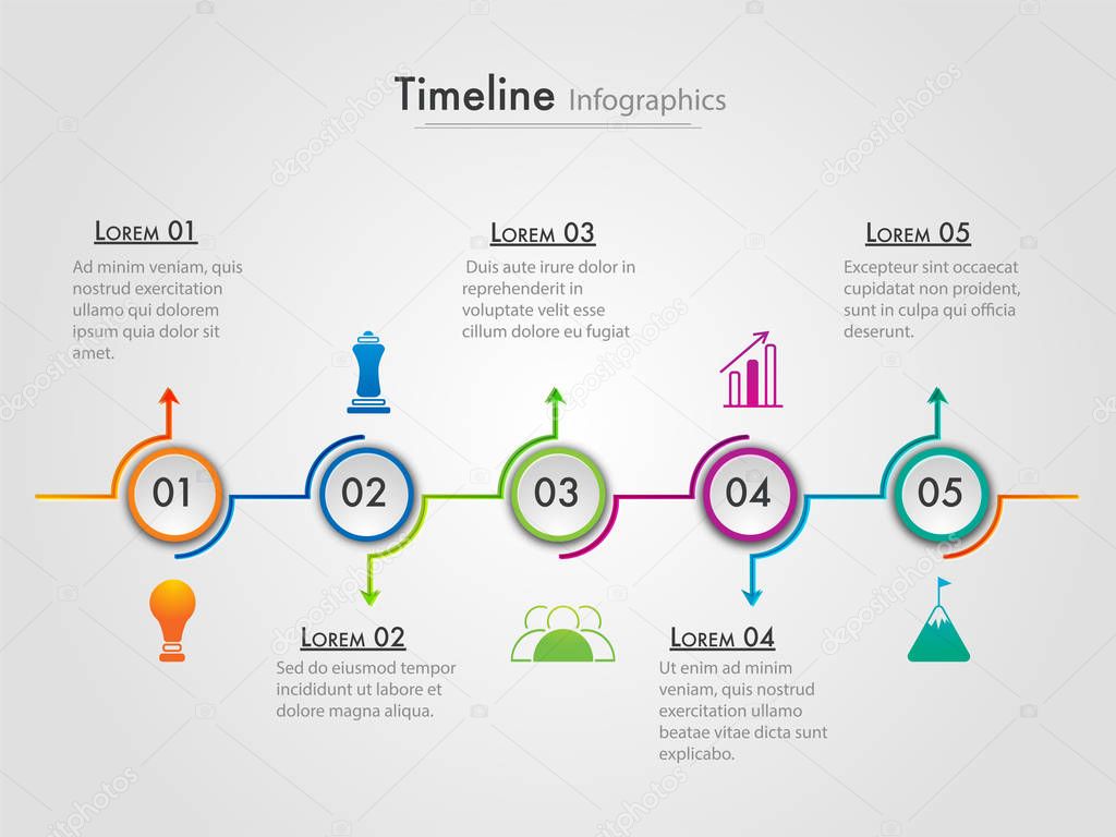 Roadmap timeline Infographics layout with 5 steps. 