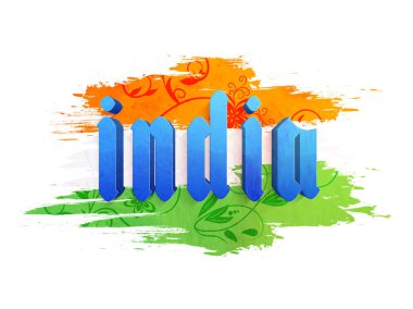 3D mavi metin Hindistan Hint Bağımsızlık günü için.