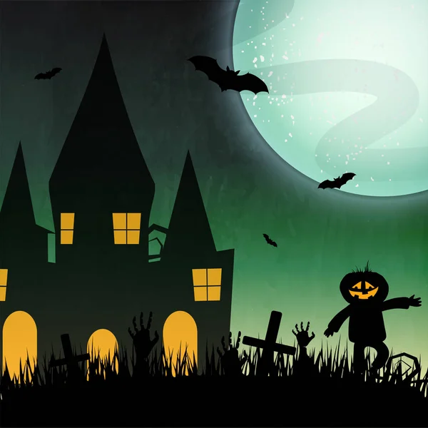 Kísértetjárta ház Halloween ünnepe. — Stock Vector