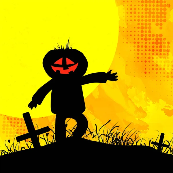 Fundo de Halloween com Espantalho . —  Vetores de Stock