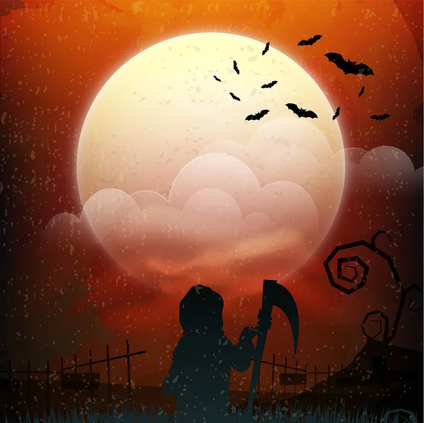 Grungy Halloween Night sfondo con vampiro . — Vettoriale Stock