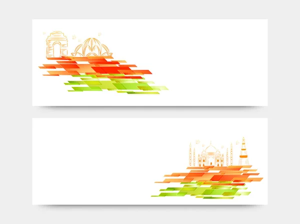 Indian Independence Day headers with monuments. — Stock Vector