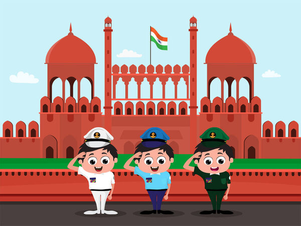 Red Fort with Army officers for Independence Day.