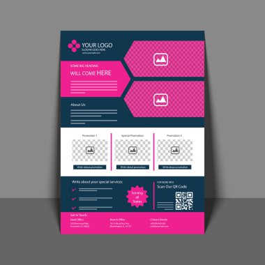 Pembe ve mavi renk, kurumsal broşür, A profesyonel el ilanı