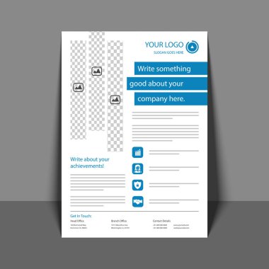 Profesyonel el ilanı olarak mavi renk, kurumsal broşür, yıllık Rep