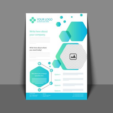 Profesyonel el ilanı olarak mavi renk, kurumsal broşür, yıllık Rep