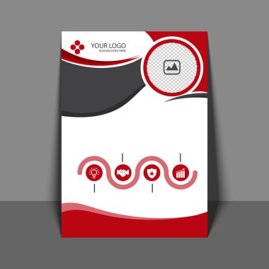 Kırmızı ve gri renkli, kurumsal broşür, profesyonel el ilanı bir