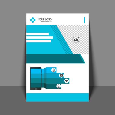 Profesyonel el ilanı olarak mavi renk, kurumsal broşür, yıllık Rep