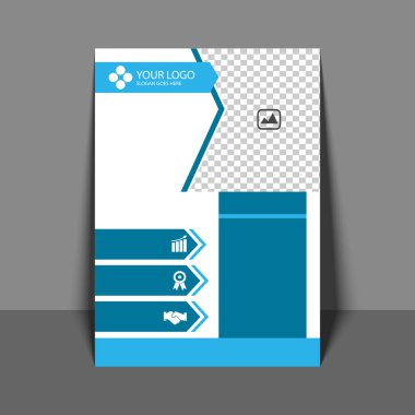 Profesyonel el ilanı olarak mavi renk, kurumsal broşür, yıllık Rep