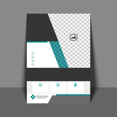 Gri ve yeşil renkli, kurumsal broşür profesyonel el ilanı, 