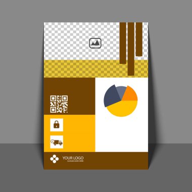 Kahverengi ve sarı renkli, kurumsal broşür profesyonel el ilanı