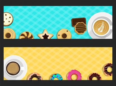 Çörek ve kahve ile Web sitesi Banner.