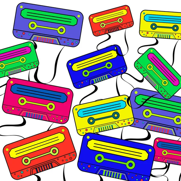 Retro 80 's renkli boombox ile duvar kağıdı arka plan. — Stok Vektör