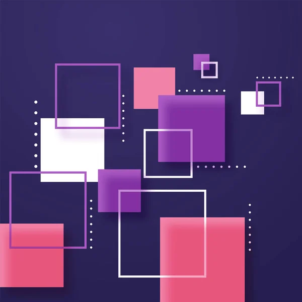 Abstract kleurrijk papier vierkantjes op paarse achtergrond. — Stockvector