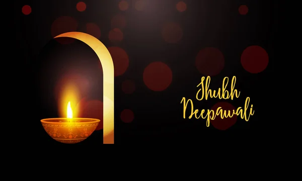 Illuminated oil lit lamps on a door, Happy Diwali celebrations c — Stock Vector