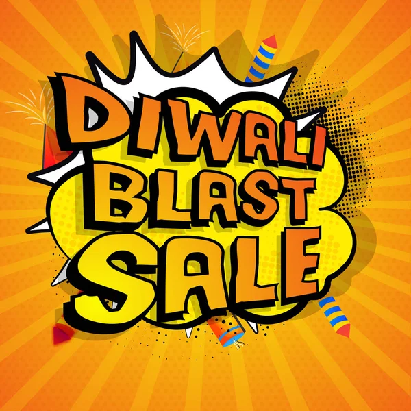 Diwali blast sale banner design, popart style. — Stock Vector
