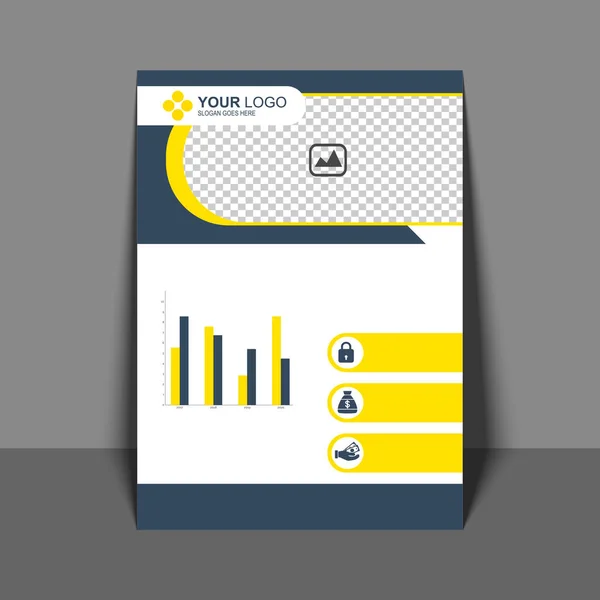 Folleto profesional en color amarillo y gris, folleto corporativo , — Vector de stock