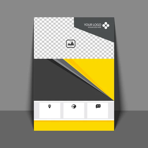 Folleto profesional en color amarillo y gris, folleto corporativo , — Archivo Imágenes Vectoriales