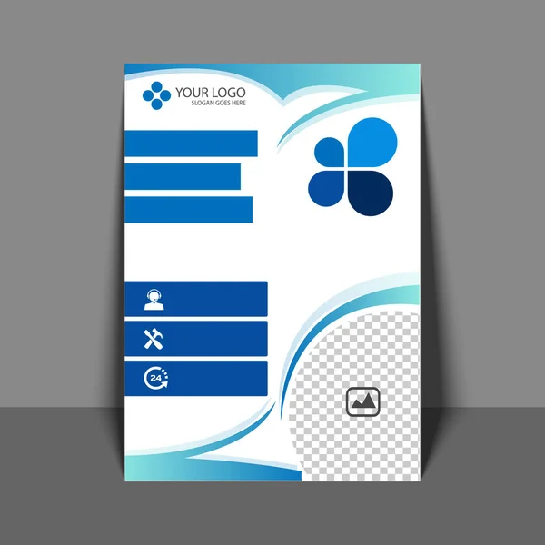 Professioneller Flyer in blauer Farbe, Imagebroschüre, Jahresbericht — Stockvektor