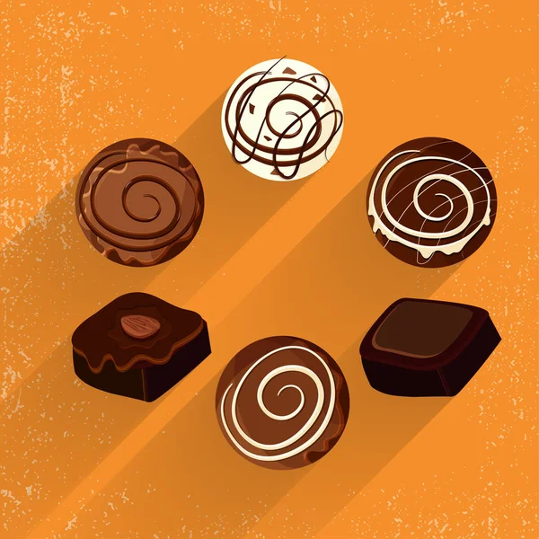 Schokolade und Kekse auf gelbem Hintergrund. — Stockvektor