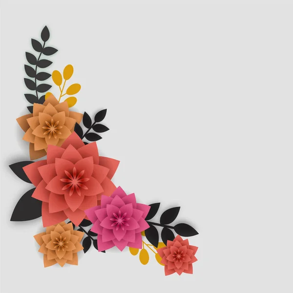 Coloridas flores y hojas de papel . — Archivo Imágenes Vectoriales