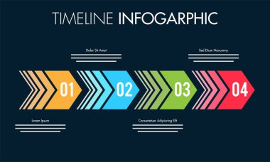 Renkli yol haritası zaman çizelgesi Infographics düzeni ile 4 adımlar.