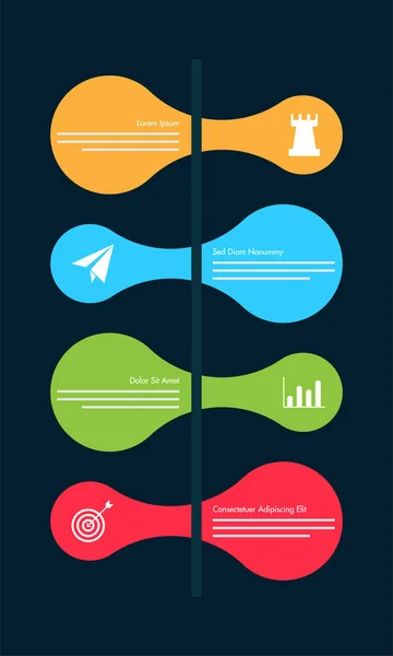 Färgglada färdplanen tidslinje Infographics layout med 4 steg. — Stock vektor