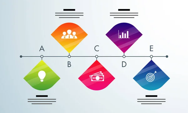 Renkli şablonu, iş Infographics düzeni ile 5 adım. Ti — Stok Vektör