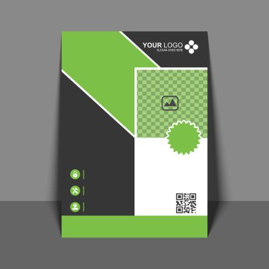 Yeşil ve gri renkli, kurumsal broşür profesyonel el ilanı, 