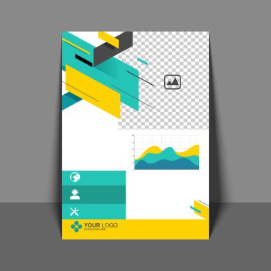 Yeşil ve sarı renkli, kurumsal broşür profesyonel el ilanı