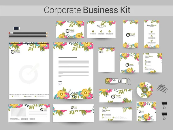 Florale Corporate Identity oder Business Kit. — Stockvektor