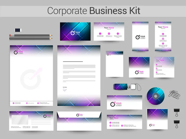 Corporate Business Kit avec design abstrait brillant . — Image vectorielle