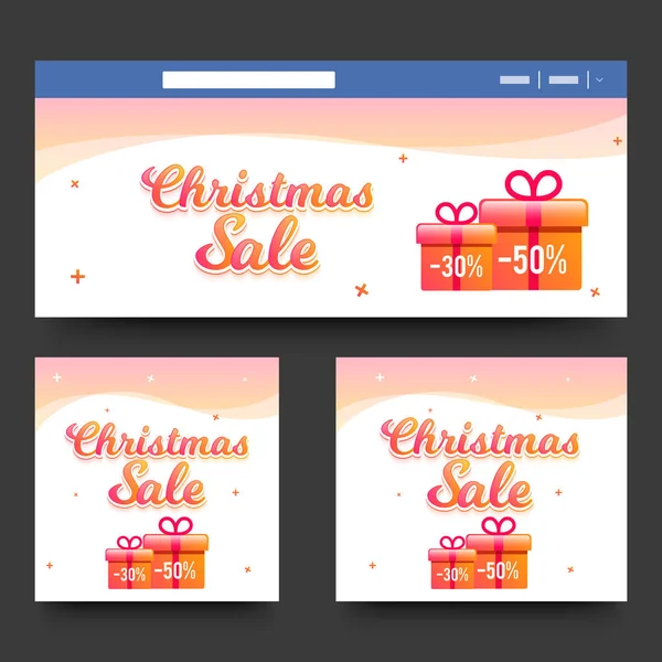 Social Media Post und Banner mit glänzenden Geschenkboxen. — Stockvektor