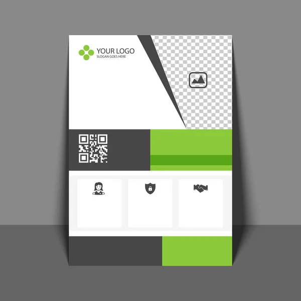 Professioneller Flyer in grün und grau, Imagebroschüre, — Stockvektor