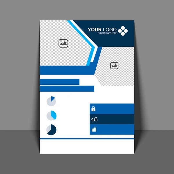 Επαγγελματικό φυλλάδιο σε μπλε χρώμα, εταιρικό φυλλάδιο, ετήσια Rep — Διανυσματικό Αρχείο